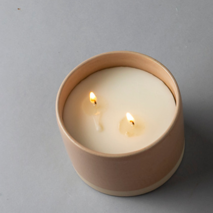 The Stoneware Pot and natural wax candle